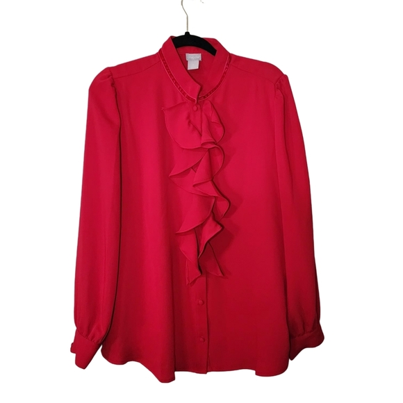 Chicos blouse size 2 red career wear - Picture 1 of 8